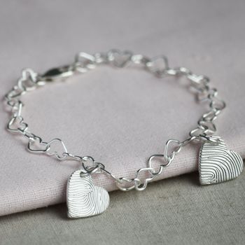 Silver Fingerprint Heart Charm Bracelet, 2 of 5