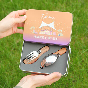 Personalised Music Festival Cutlery Tin Gift, 6 of 8