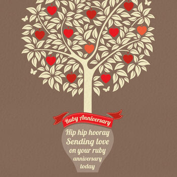 Ruby Anniversary Card ‘Tree Of Love’, 2 of 4