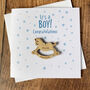 New Baby Congratulation Card. Its A Boy! With A Personalised Wooden Rocking Horse, thumbnail 1 of 3