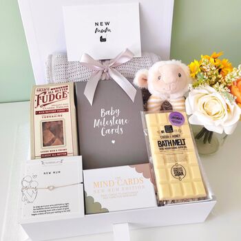 Luxury New Mum And Baby Lamb Gift Hamper | Personalised, 2 of 12