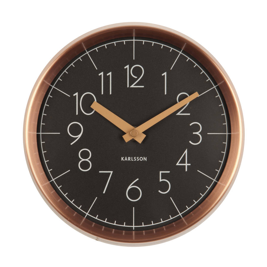 Copper And Black Convex Wall Clock By Iamia | notonthehighstreet.com