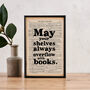 Book Lover 'Shelves Always Overflow…' Quote Print, thumbnail 1 of 7