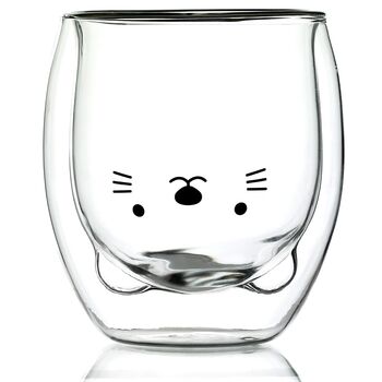 Cute Cat Double Walled Drinking Glass, 3 of 7