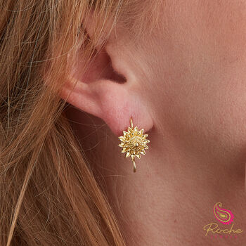 Filigree Flower Hook Gold Plated Drop Earrings, 2 of 10