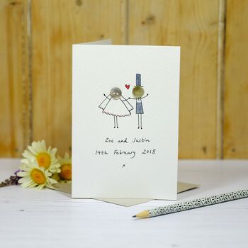Personalised 'Button Wedding' Handmade Card, 8 of 12