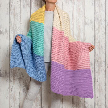 Pastel Dreams Throw Blanket Beginners Knitting Kit, 7 of 9