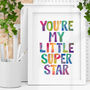 Rainbow Watercolour Little Superstar Kids Typography Art, thumbnail 1 of 4