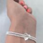 Sterling Silver Double Beaded Stretch Heart Bracelet, thumbnail 1 of 9