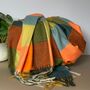 Soft Colour Block Check Scarf In Orange And Green, thumbnail 1 of 5