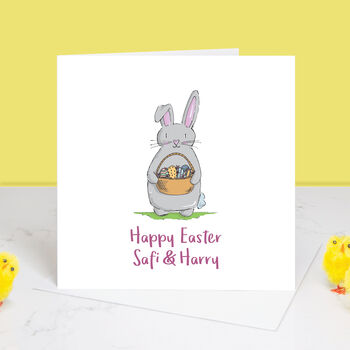 Happy Easter Personalised Bunny Card, 3 of 4