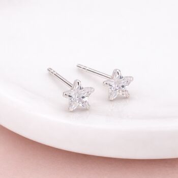 Sterling Silver Cubic Zirconia Star Stud Earrings – 5mm, 2 of 8