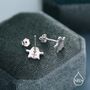 Sterling Silver Delicate Minimalist Ghost Stud Earrings, thumbnail 5 of 11
