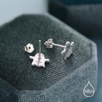 Sterling Silver Delicate Minimalist Ghost Stud Earrings, 5 of 11