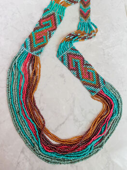 Beaded Coral And Turquoise Statement Collar Necklace, 4 of 5