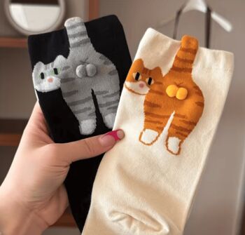 Novelty Fun Socks Size Five To Nine ~ Cats With Balls, 10 of 11