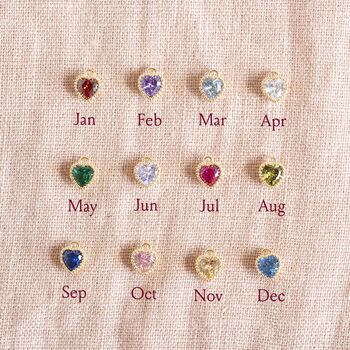 Chain Slider Ring With Heart Birthstone Charm, 8 of 11