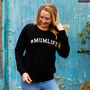 '#Mum Life' Sweatshirt In Black With Silver Glitter, thumbnail 3 of 4