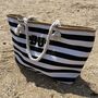 Personalised Large Black White Stripe Rope Beach Bag, thumbnail 3 of 6
