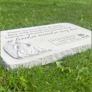Personalised Large Angel Garden Memorial Stone 38cm X 27cm, 4 of 9