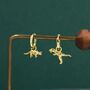 Sterling Silver Mismatched T Rex And Triceratops Hoop Earrings, thumbnail 8 of 12