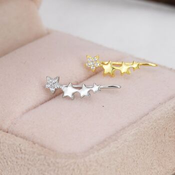 Sterling Silver Cz Star Crawler Earrings, 6 of 12
