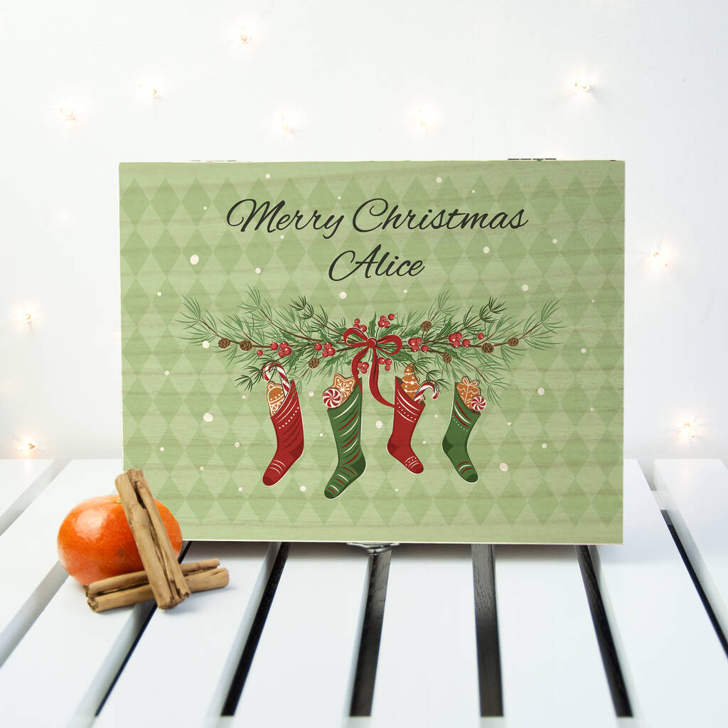 Personalised Christmas Stockings Tea Box, 1 of 6