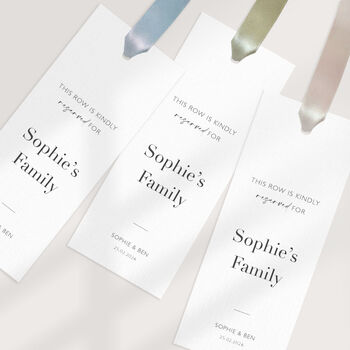 Personalised Reserved Row Name Sign With Satin Ribbon Wedding Aisle Signage, 8 of 11