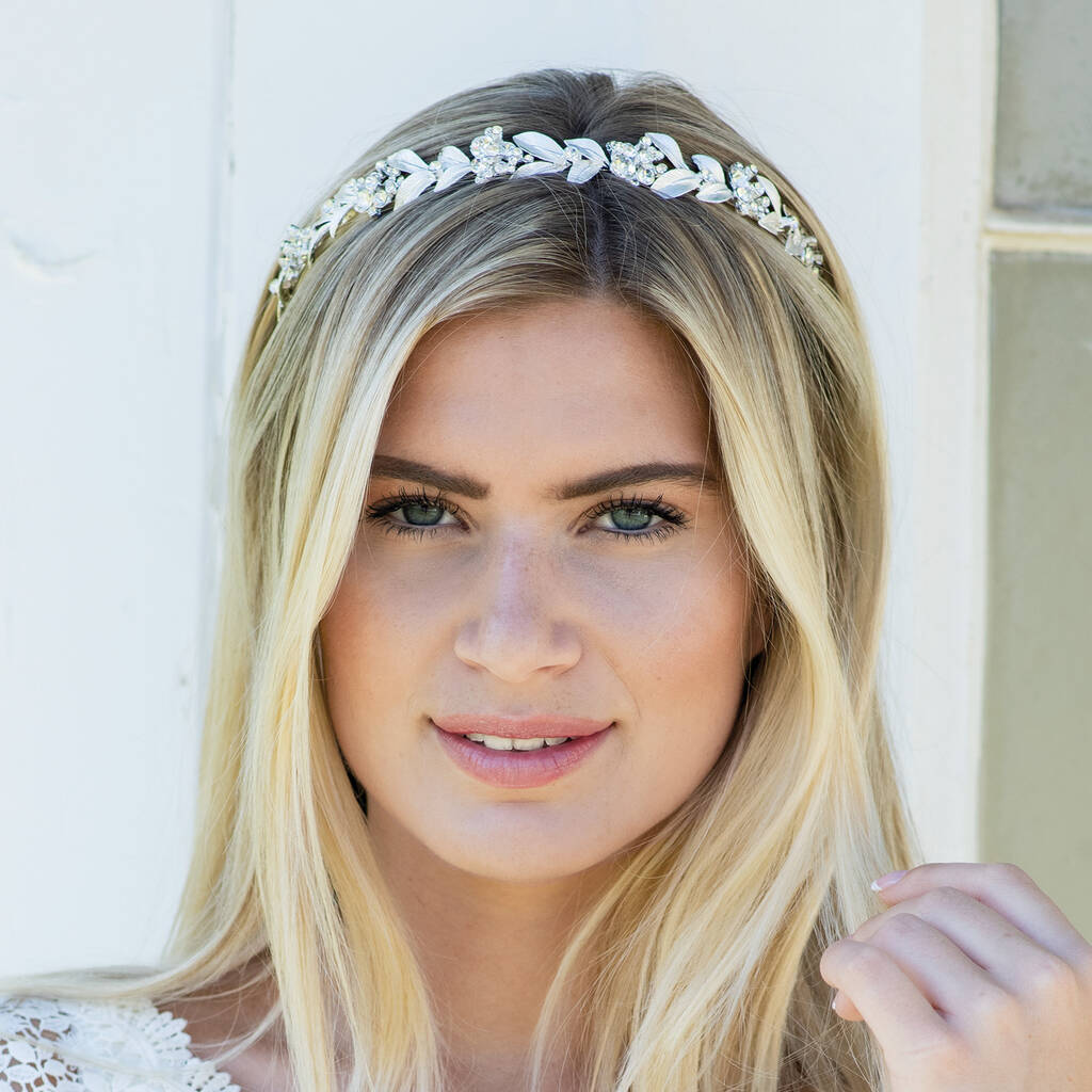 Silver Or Gold Plated Leafy Enameled Bridal Tiara By Ivory Co