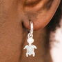 Stainless Steel Turtle And Pearl Charm Huggie Hoop Earrings, thumbnail 2 of 7
