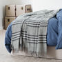 Extra Large Marl Grey And Charcoal Check Wool Throw, thumbnail 1 of 2