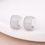 Chunky Sterling Silver Pave Open Hoop Earrings, thumbnail 2 of 6