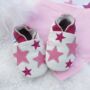 Dotty Fish Pink Twinkle Soft Leather Baby Shoes With Barefoot Soles, thumbnail 5 of 11
