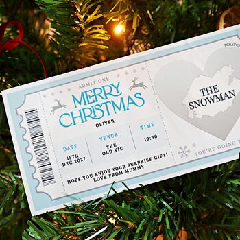 Personalised Christmas Scratch Ticket Musical Theatre Show Surprise Gift Reveal Card, 5 of 9