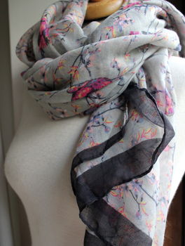 Personalised Or Monogrammed Faded Bird Print Scarf, 8 of 12
