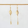 9ct Yellow Gold Diamond Cut Leaf And Chain Drop Earrings, thumbnail 1 of 3