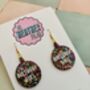 Rainbow Bauble 'Birthday Girl' Glitter Earrings / Rainbow Party Jewellery Birthday Gift For Her / Multi Colour Glitter Statement Confetti Jewellery, thumbnail 3 of 5