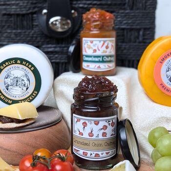 Cheese Hamper Basket With Cheese Chutney And Crackers, 3 of 5