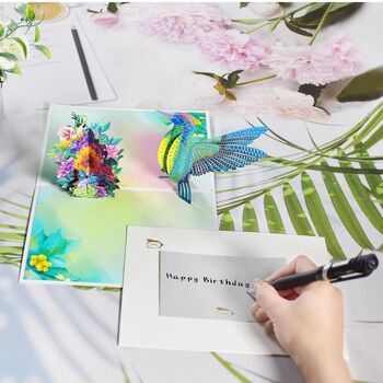 Pop Up 3D Blank Card Tropical Hummingbird, 6 of 7