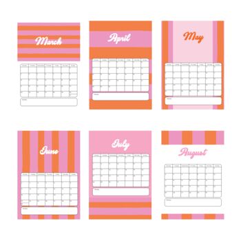 Academic Striped Calendar In Pink, 4 of 4