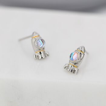 Sterling Silver Rocket Stud Earrings, 2 of 10
