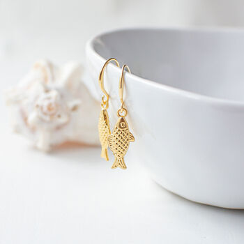 Gold Plated Fish Earrings, 3 of 6