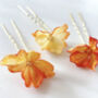 Orange Flower Hair Pins, thumbnail 1 of 6