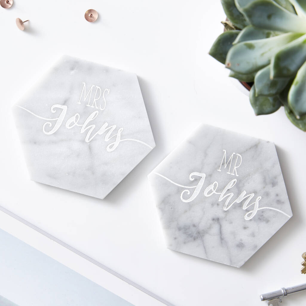 Couples Personalised Marble Coasters, 1 of 3