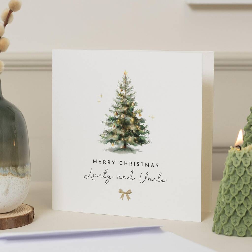 Personalised Christmas Tree Card For Aunty And Uncle, 1 of 7