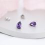 Sterling Silver Pear Cut Amethyst Cz Earrings, thumbnail 4 of 12