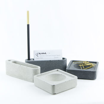 Concrete Desk Organiser Set, Card Pen And Pin Tidy, 2 of 6