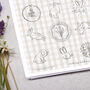 Beige Gingham Floral Rabbit Circle Sticker Sheet, thumbnail 2 of 2