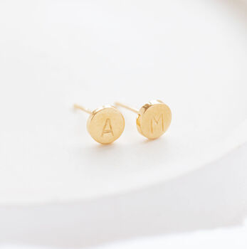 Rosa Hand Stamped Disc Initial Earrings, 6 of 10