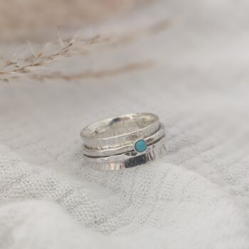 Personalised Silver And Turquoise Spinner Ring, 9 of 10